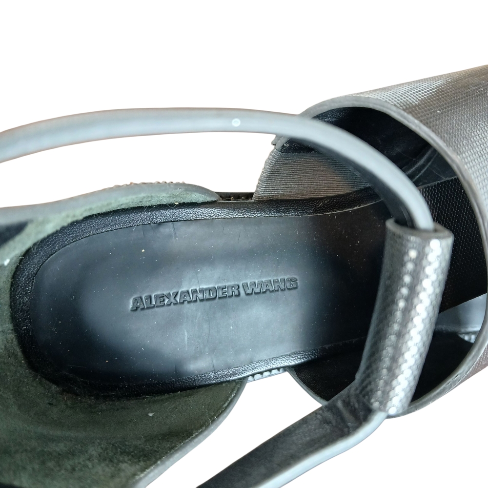 Alexander Wang Metallic Silver Cut Out Booties Sandal Gray Leather Size 6.5/37 - Picture 13 of 13